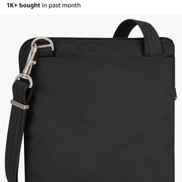 NWT Travelon slim double zip Black Crossbody anti theft Bag - Picture 12 of 15
